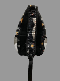 Black Floral Patterned Sling Bag