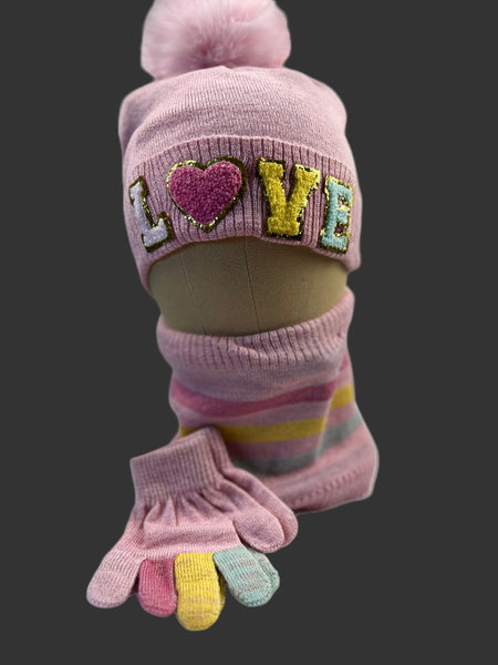 Kids Winter Hat Gloves Scarf Set