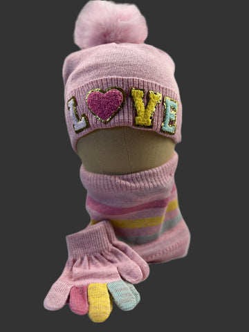 Kids Winter Hat Gloves Scarf Set