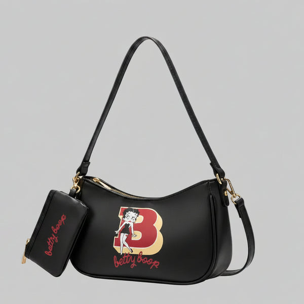 Betty Boop Black & Red Shoulder Handbag with Purse Charm