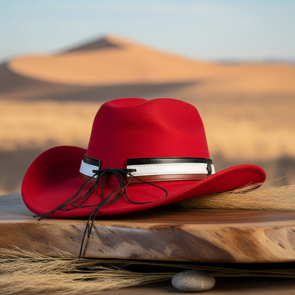 Bright Red Western Star-Studded Cowboy Cowgirl Hat