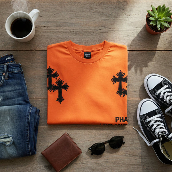 Orange PHATCAT LOS ANGELES USA Graphic T- Shirt