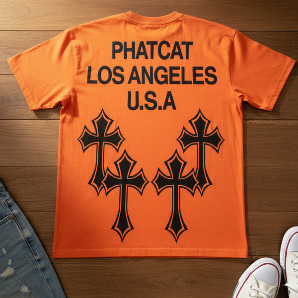 Orange PHATCAT LOS ANGELES USA Graphic T- Shirt