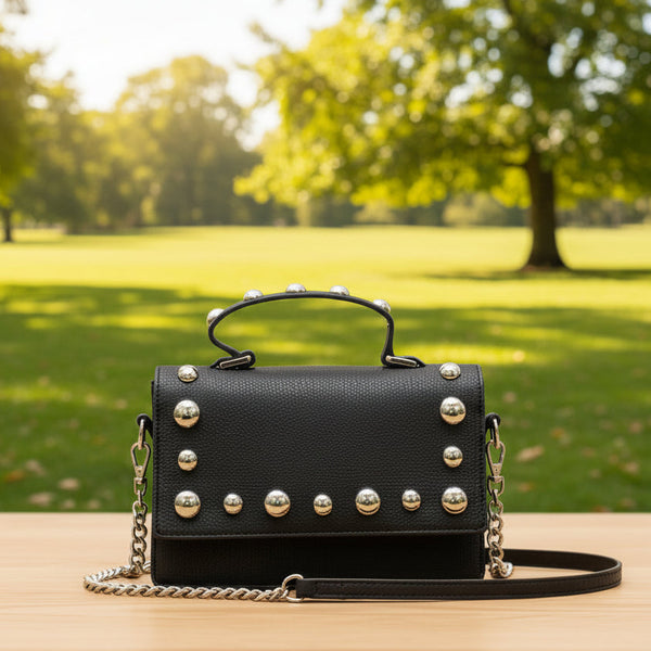 Women’s Black Pebbled Leather Top-Handle Handbag