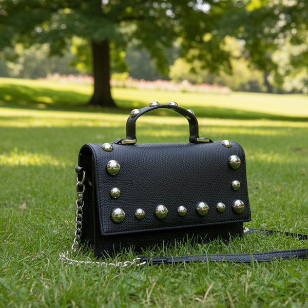 Women’s Black Pebbled Leather Top-Handle Handbag
