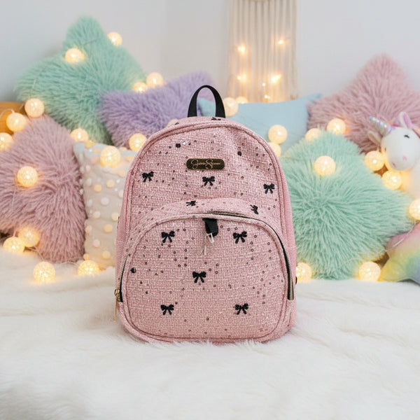Jessica Simpson  Backpack with  Pink and White Fuzzy Open-Toe Slippers Combo
