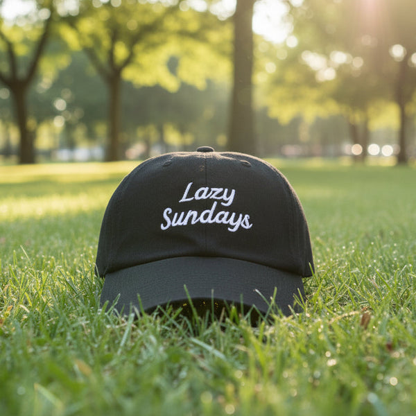 Black Embroidered Baseball Cap "Lazy Sundays"