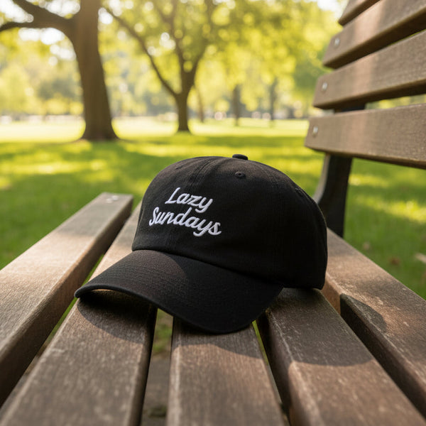 Black Embroidered Baseball Cap "Lazy Sundays"
