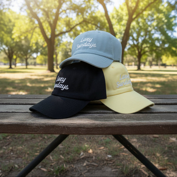 Yellow Embroidered Baseball Cap "Lazy Sundays"