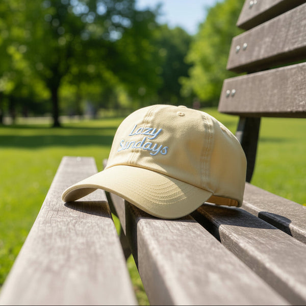 Yellow Embroidered Baseball Cap "Lazy Sundays"