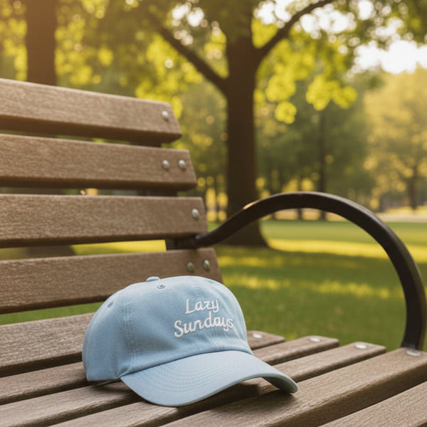 Light Blue  Embroidered Baseball Cap "Lazy Sundays"