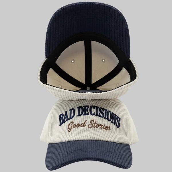 Vintage Cream & Navy Two- Tone Corduroy Baseball Cap