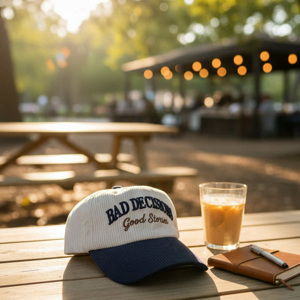 Vintage Cream & Navy Two- Tone Corduroy Baseball Cap