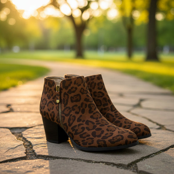 Women's Brown Leopard Ankle Booties &  Western Belt Combo