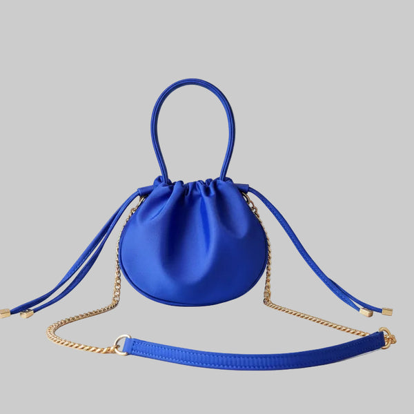 Royal Blue Nylon  Drawstring Bucket Bag Crossbody