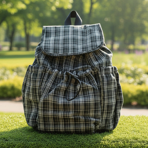 Black and White Vintage Plaid Backpack