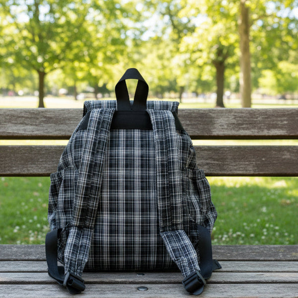 Black and White Vintage Plaid Backpack