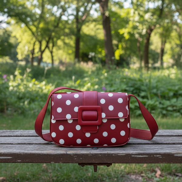 Red /White Vintage Polka Dot Shoulder Handbag