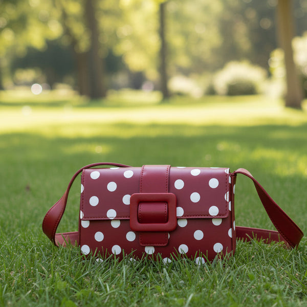 Red /White Vintage Polka Dot Shoulder Handbag