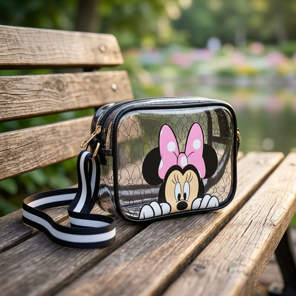 Minnie Mouse Classic Clear Black Crossbody Handbag