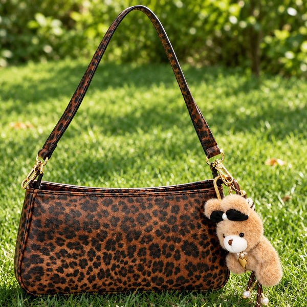 Women’s Brown Leopard Print Baguette Shoulder Purse