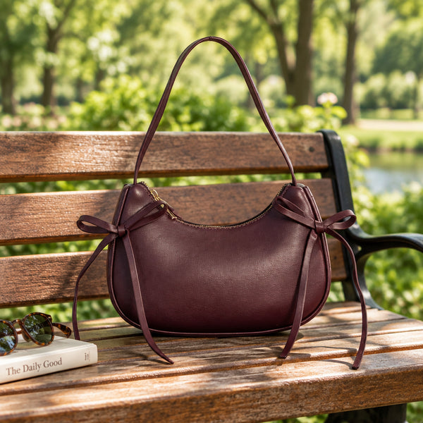 7.	Women’s Retro Vintage  Dark Burgundy Shoulder Bag