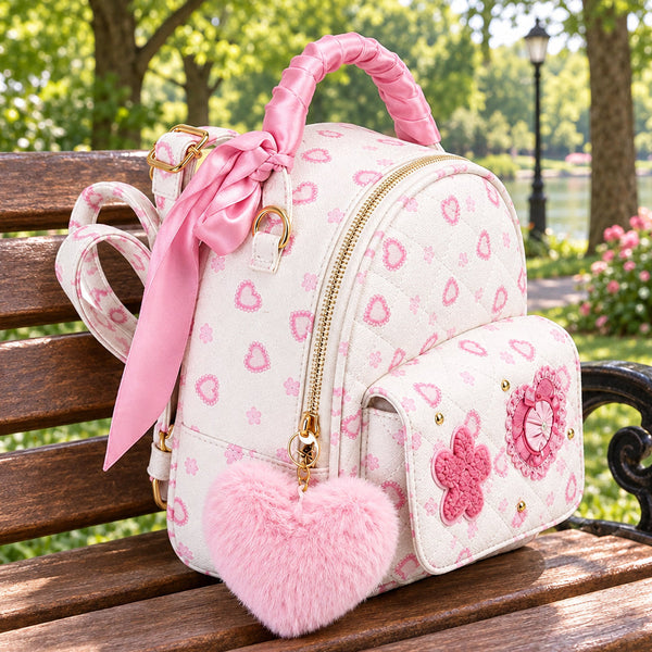 Under One Sky Pink & White Quilted Mini Backpack