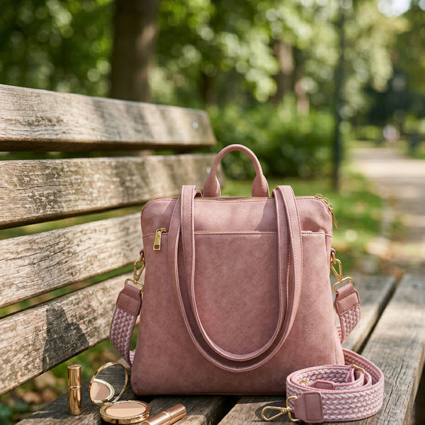 Dusty Pink Unisex Faux-Leather Backpack