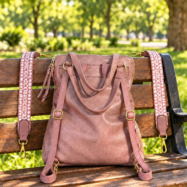 Dusty Pink Unisex Faux-Leather Backpack