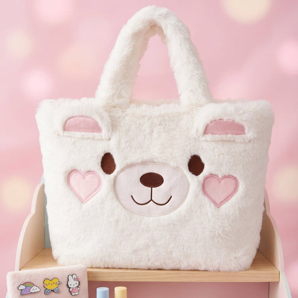 Large White Teddy Bear Face Sleepover Tote Bag