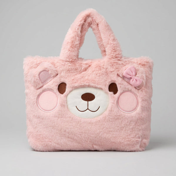 Large Pink Teddy Bear Face Sleepover Tote Bag