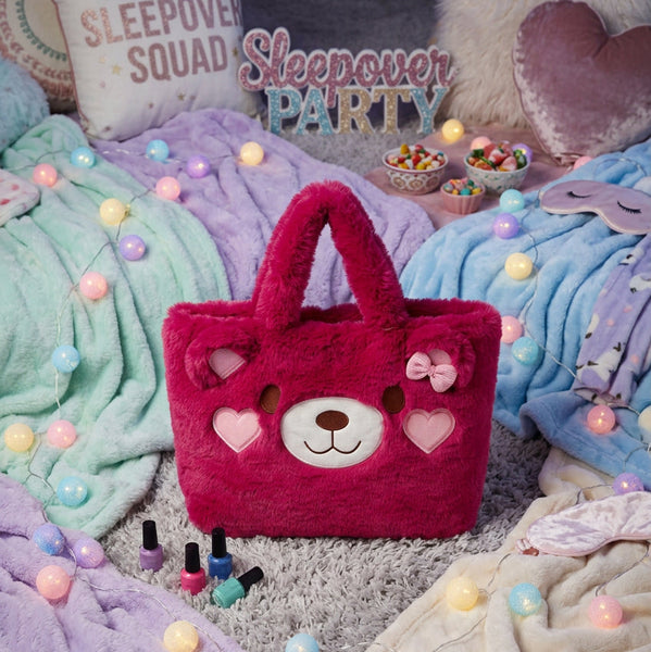 Large Teddy Bear Face Sleepover Tote Bag