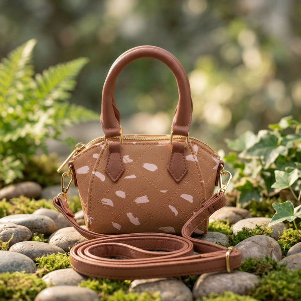 Little Girls Brown Satchel Crossbody Handbag