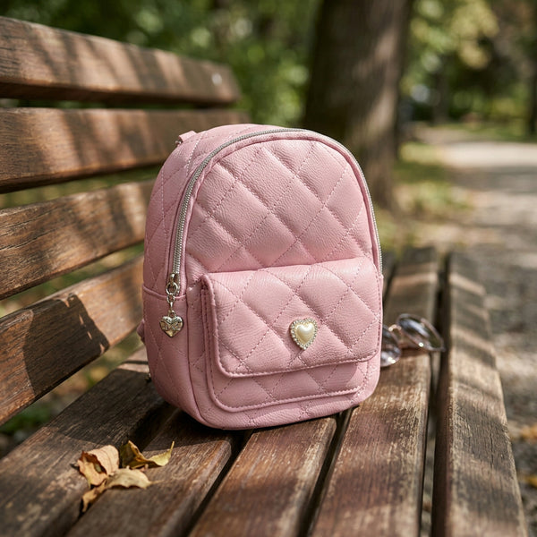 Girls Pink Mini Quilted Backpack