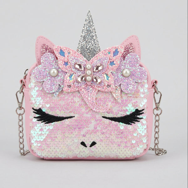 Little Girls Mini Pink Unicorn Sequin Crossbody