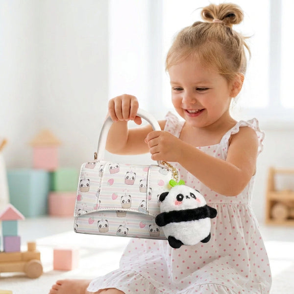 Little Girls Mini Handbag With Panda Bear Charm