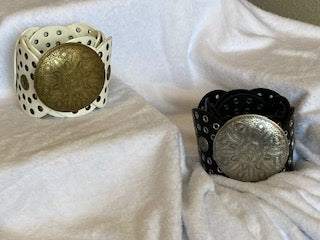 Black Faux leather western bohemian disc belt