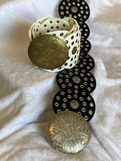 Black Faux leather western bohemian disc belt