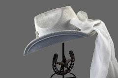 White Cowboy Hat With 'BRIDE"Band Set