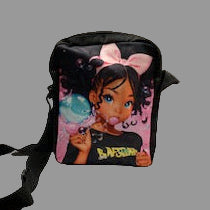 Small bag with cartoon character design on a white surface