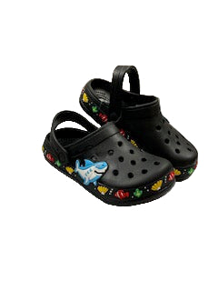 Boy's & Girls Clogs w/Ocean Life Patch Trim-Black