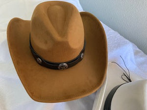 Brown engraved western stars strap western cowboy hat