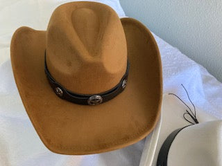 Brown engraved western stars strap western cowboy hat