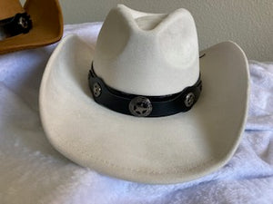 White engraved western stars cowboy hat