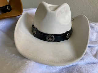 White engraved western stars cowboy hat