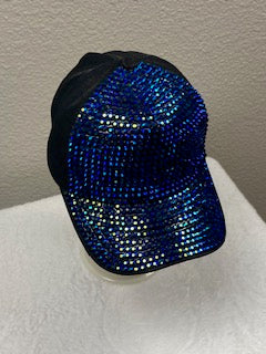 Blue diamond rhinestone unisex baseball cap