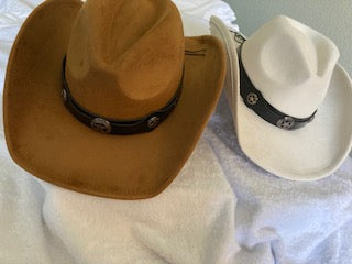 Brown engraved western stars strap western cowboy hat