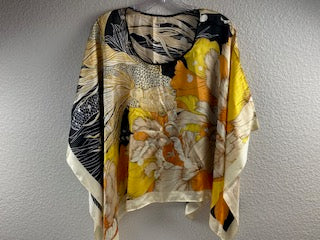 Gold and orange floral shawl