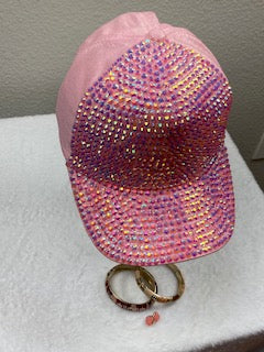 Pink rhinestone baseball cap