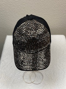 Black rhinestone baseball cap